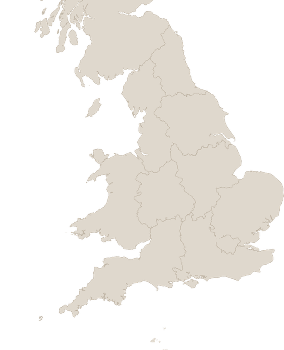 Map of the United Kingdom showing CBG Construction project locations and offices